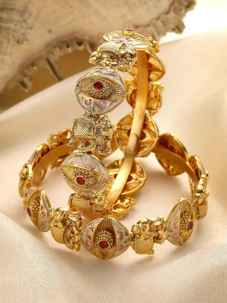 Buy Karatcart Gold Plated Evil Eye Bangles for Women Set of 2