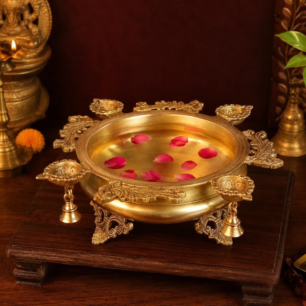 Kartique Brass Urli with Diya Pital
